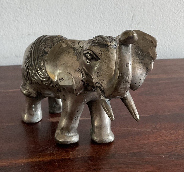 Lovely Silver Tone Elephant Sculpture