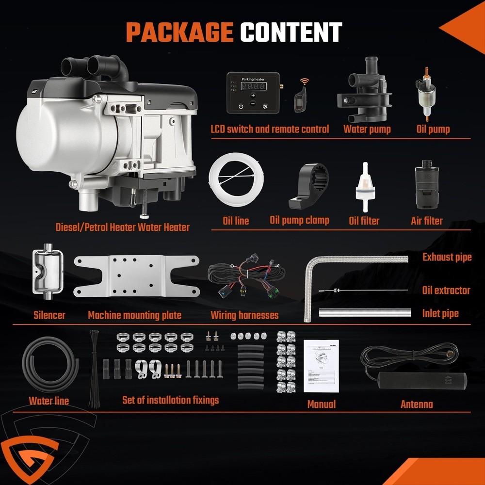 12V 6KW Diesel Water Heater Kits Pump Remote Control For Car Boat Campervans RV