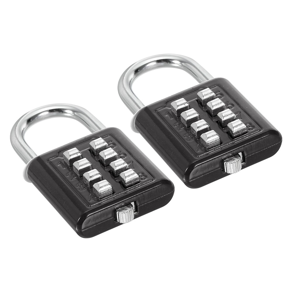 8 Digit Button Combination Padlock 2pack 4 Digit Locking Mechanism Lock Black