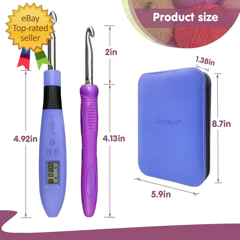 Crochet Hook with 18 Different Size for Stitch Row Counter Light Interchangeable