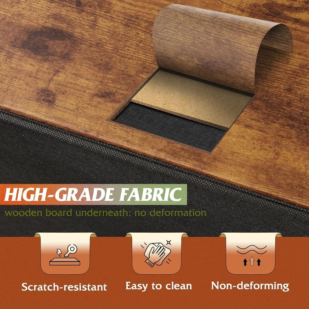 Rustic 2 Drawer Nightstand with Fabric Bins - Multi-Purpose Room Organizer