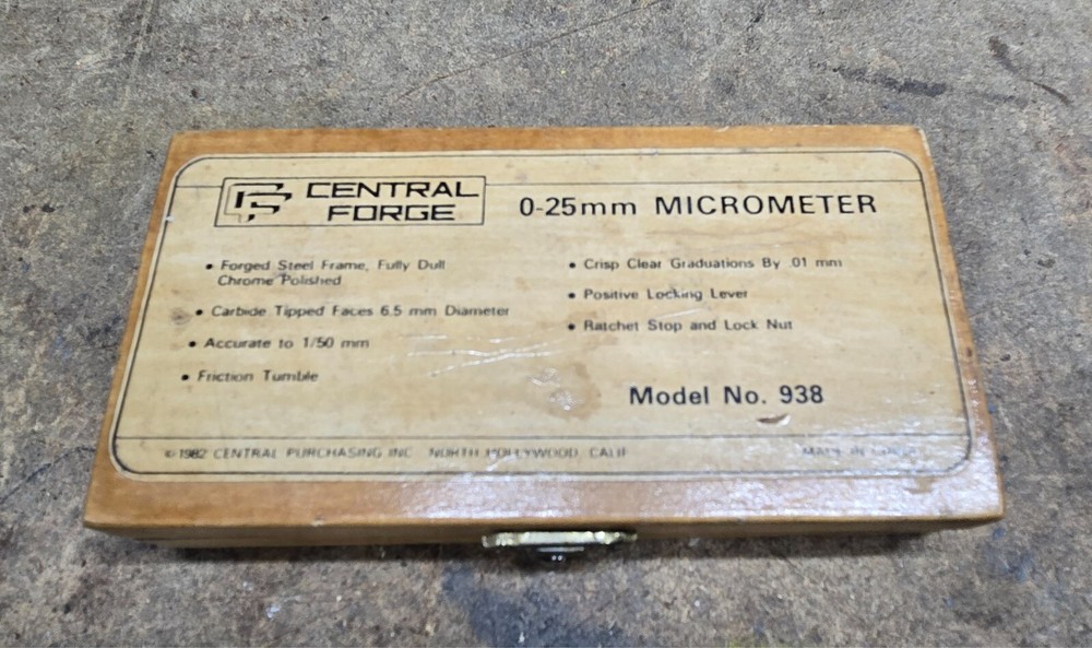 Central Forge #938 0-25mm 0.01mm Micrometer