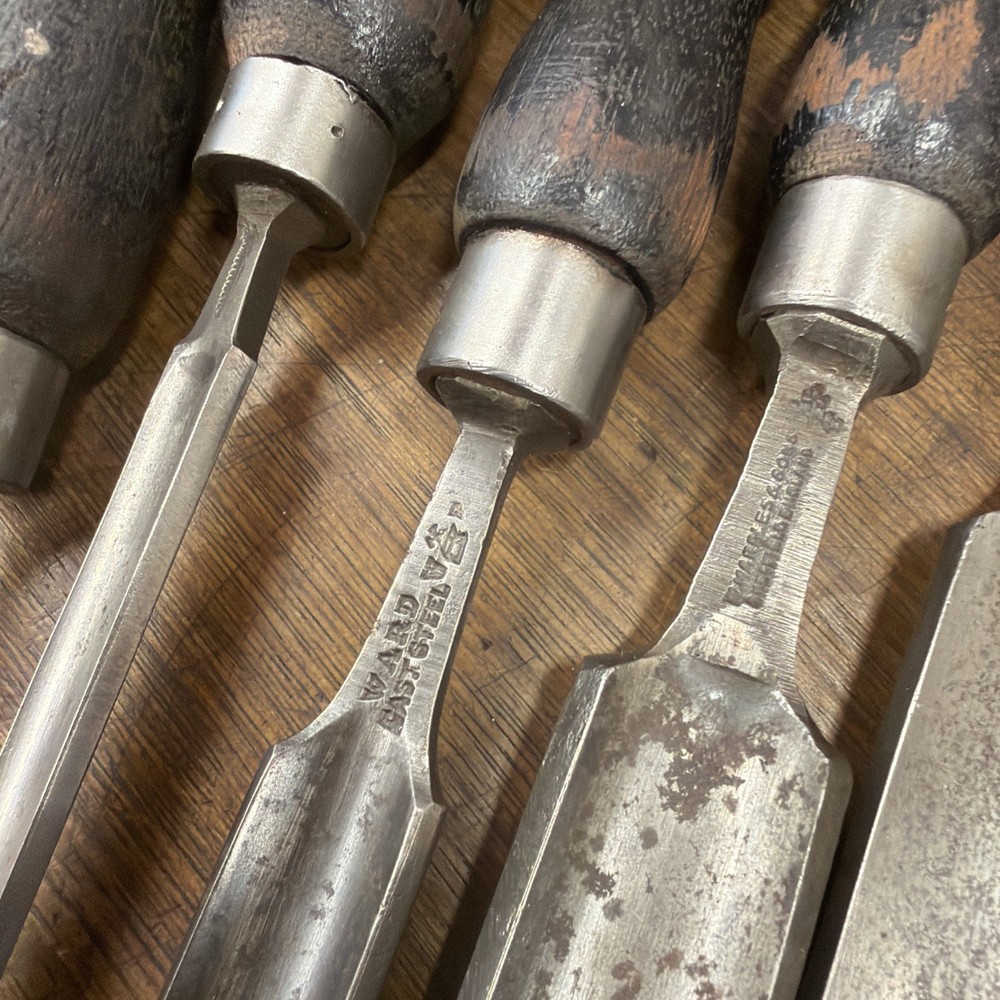 Vintage Paring Gouges Job Lot - X9 Marples / Ward Etc