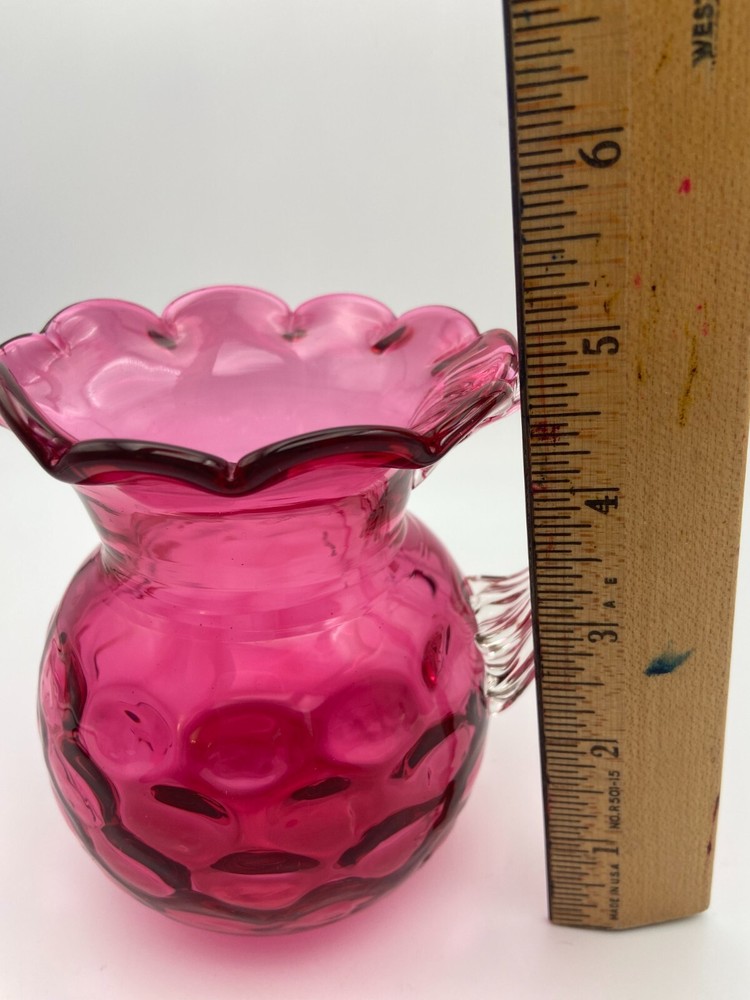 Cranberry Thumb Print Creamer/Pitcher with Ruffled Edge