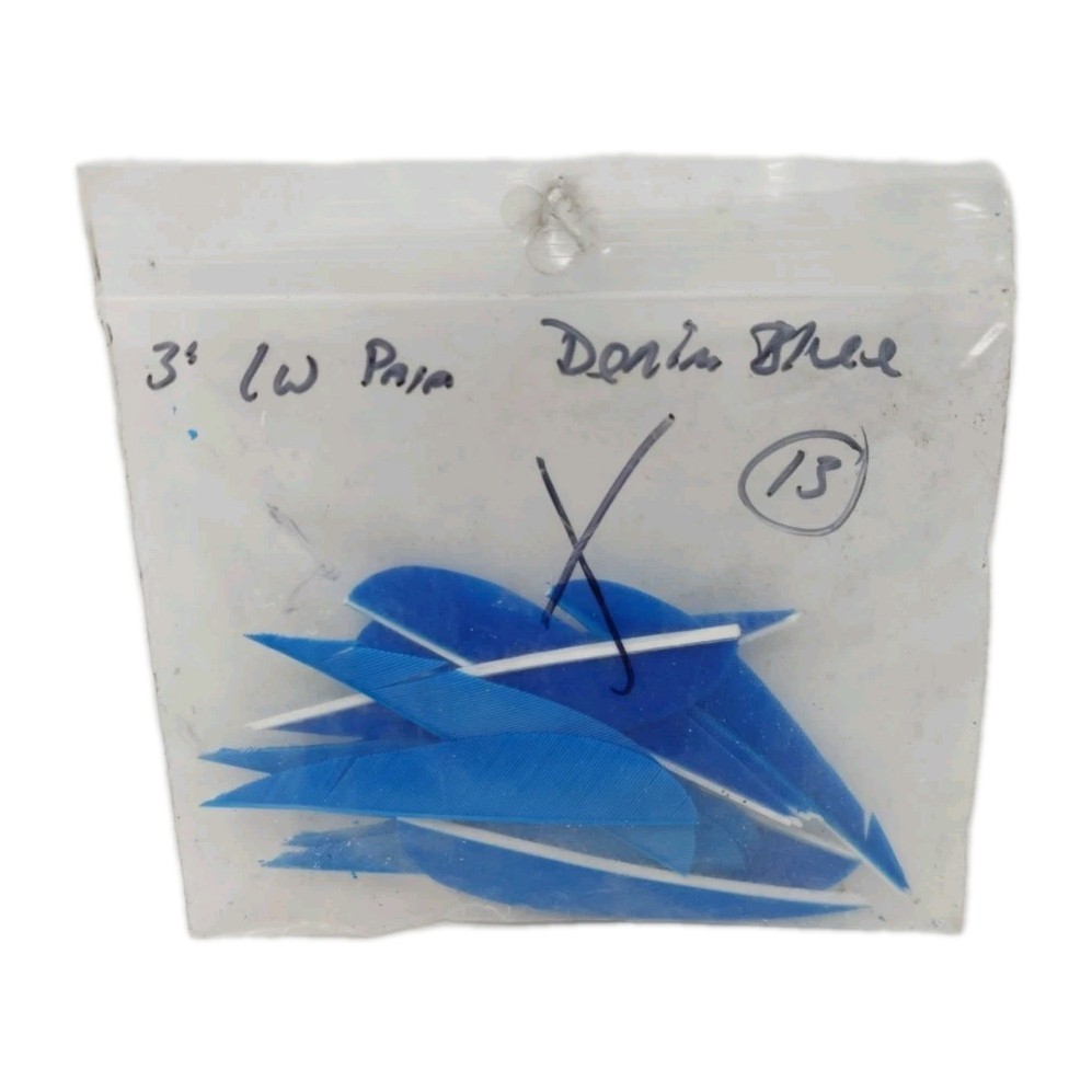 13 Count Archery Arrow Feathers 3" Left Wing: Parabolic Denim Blue