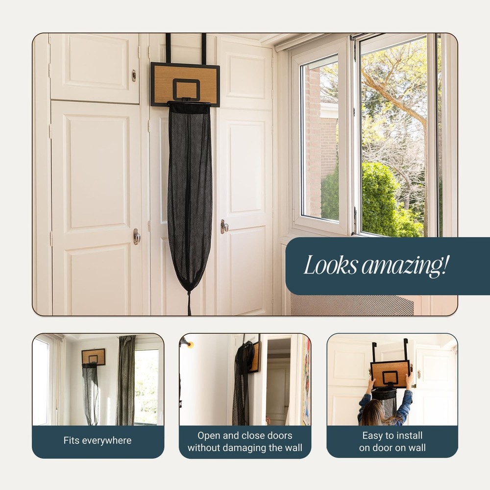 ActiveJoy – Basketball Laundry Hamper – Wooden Backboard & Mesh Hoop