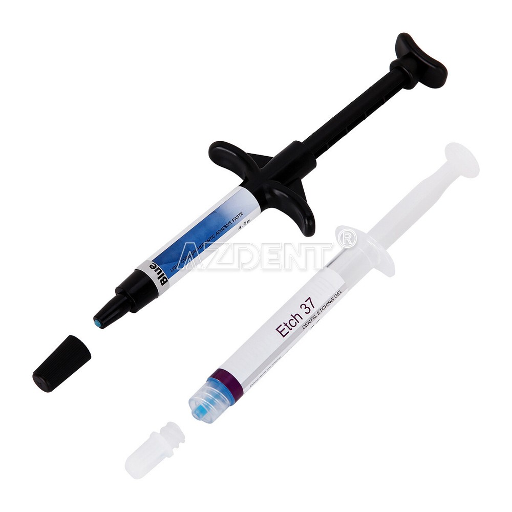 Dental Light Cure Orthodontic Braces Adhesive Paste Acid Etchant Kit Blue 5 Tips