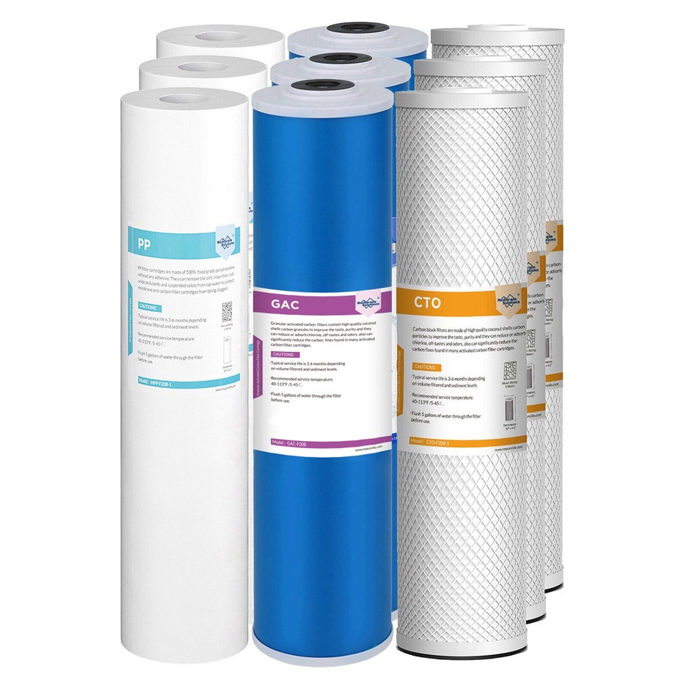3-Stage 5 Micron 20"x4.5" Big Blue Sediment PP GAC CTO Carbon Block Water Filter