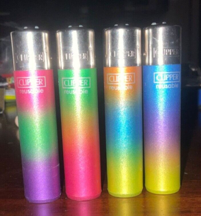 Clipper Refillable Lighter Set of 4 Metallic Gradient
