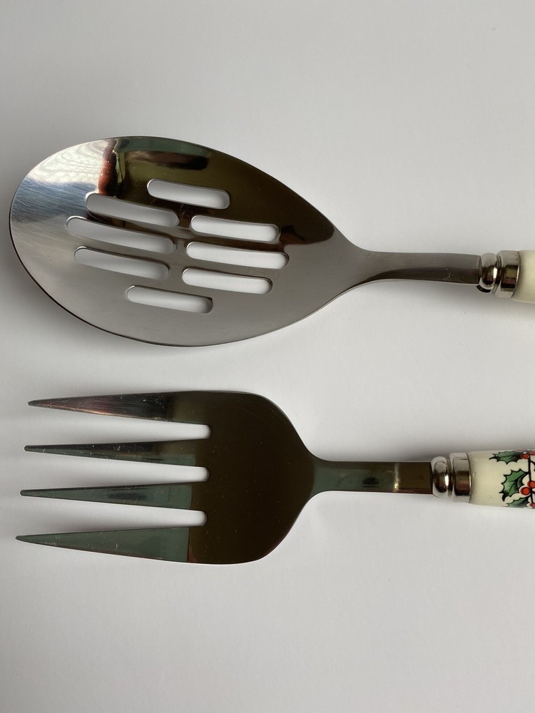 Vintage SPODE Christmas Two Cutlery Serving Set Spoon & Fork