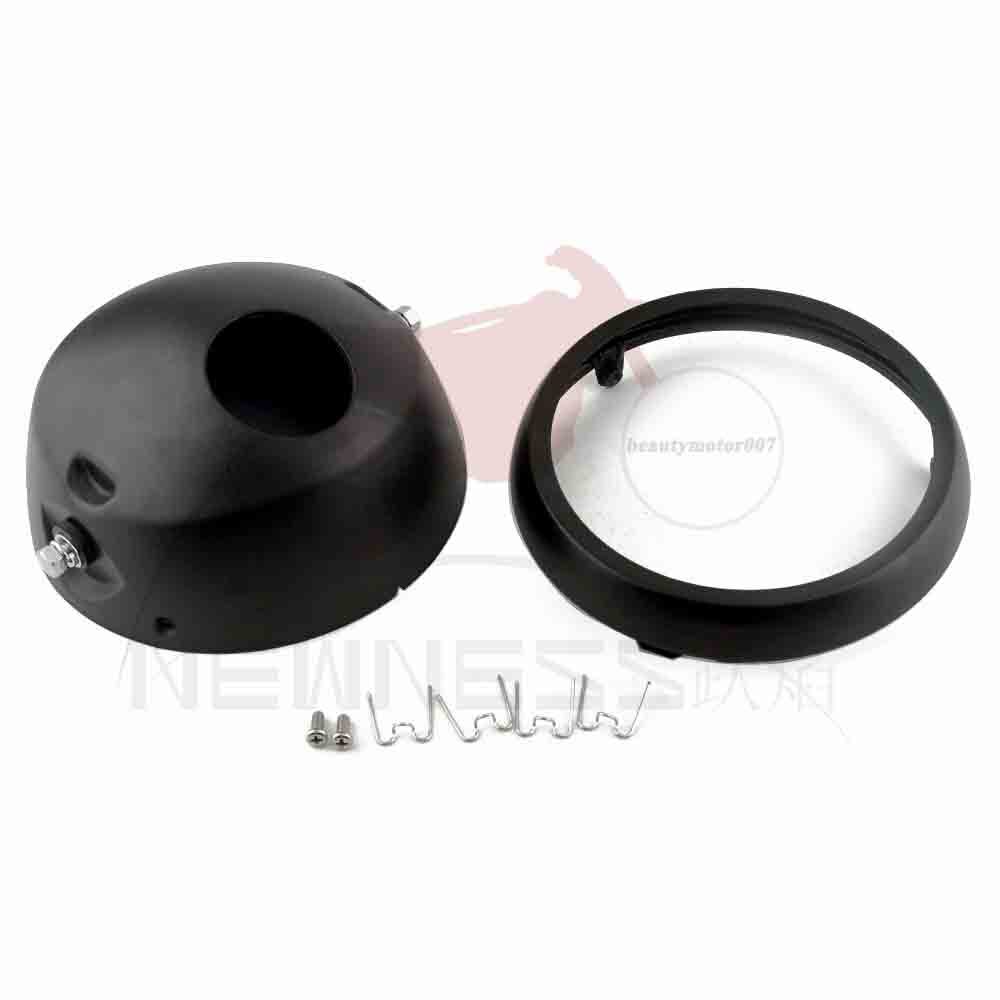 Motorcycle 7" Headlight Housing Shell abs Bucket Side Mount Lamp LED For Harley