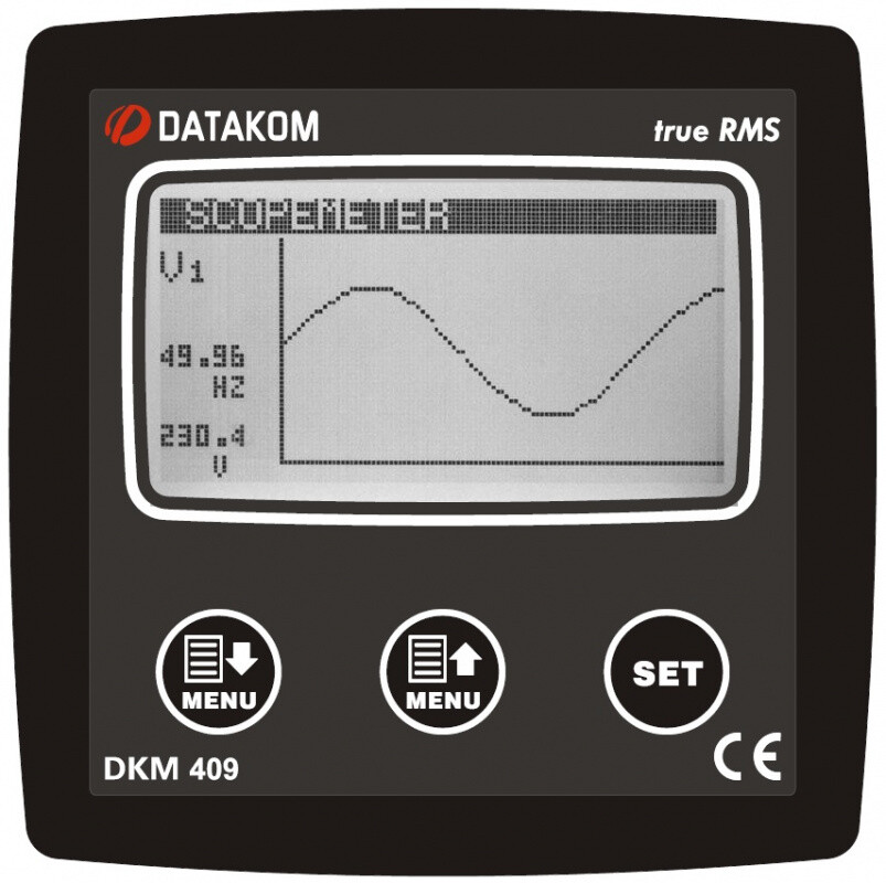DATAKOM DKM-409-S4 grid analyzer, 96x96mm, 2.9” LCD + RS485 + 31 harmonics
