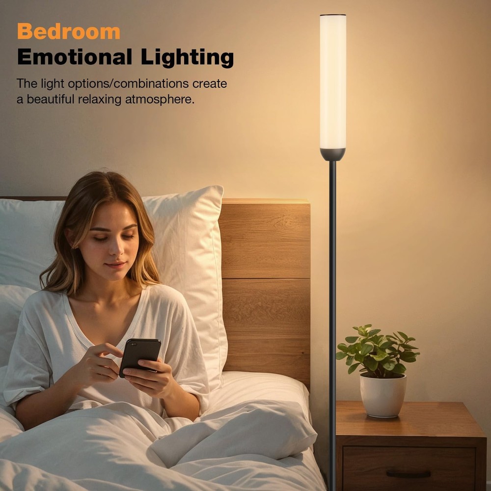 LED Floor Lamp with Remote Control, 65" Standing lamp with Stepless Adjustabl...