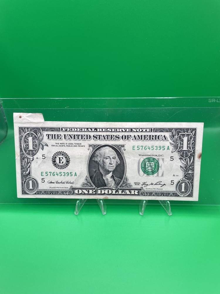 $1 2006 MAJOR CUTTING BUTTERFLY FOLD ERROR “A” RUN D/C Printed One Dollar Bill