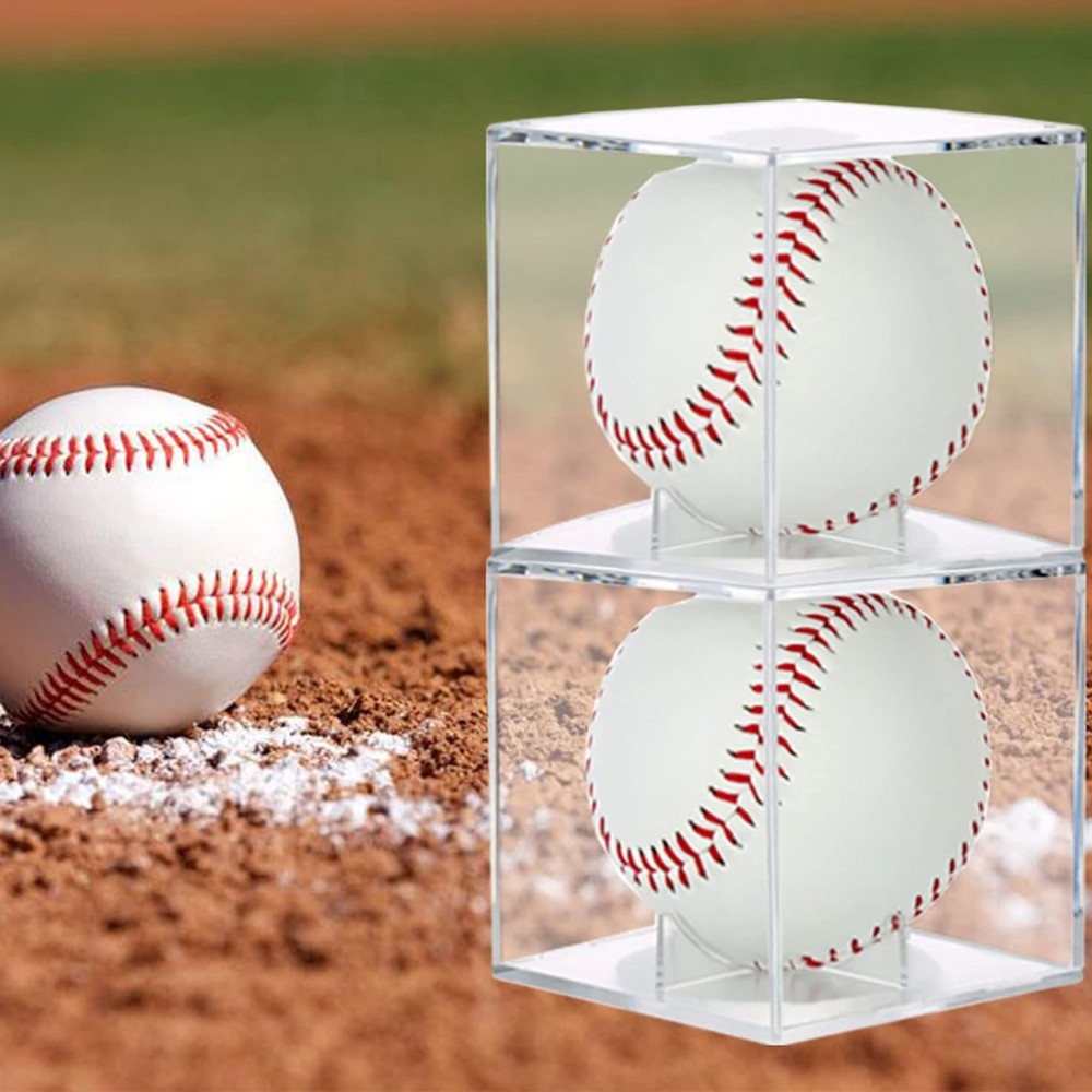 6Pack Baseball Display Case UV Protected Acrylic Clear Holder Square Ball Box