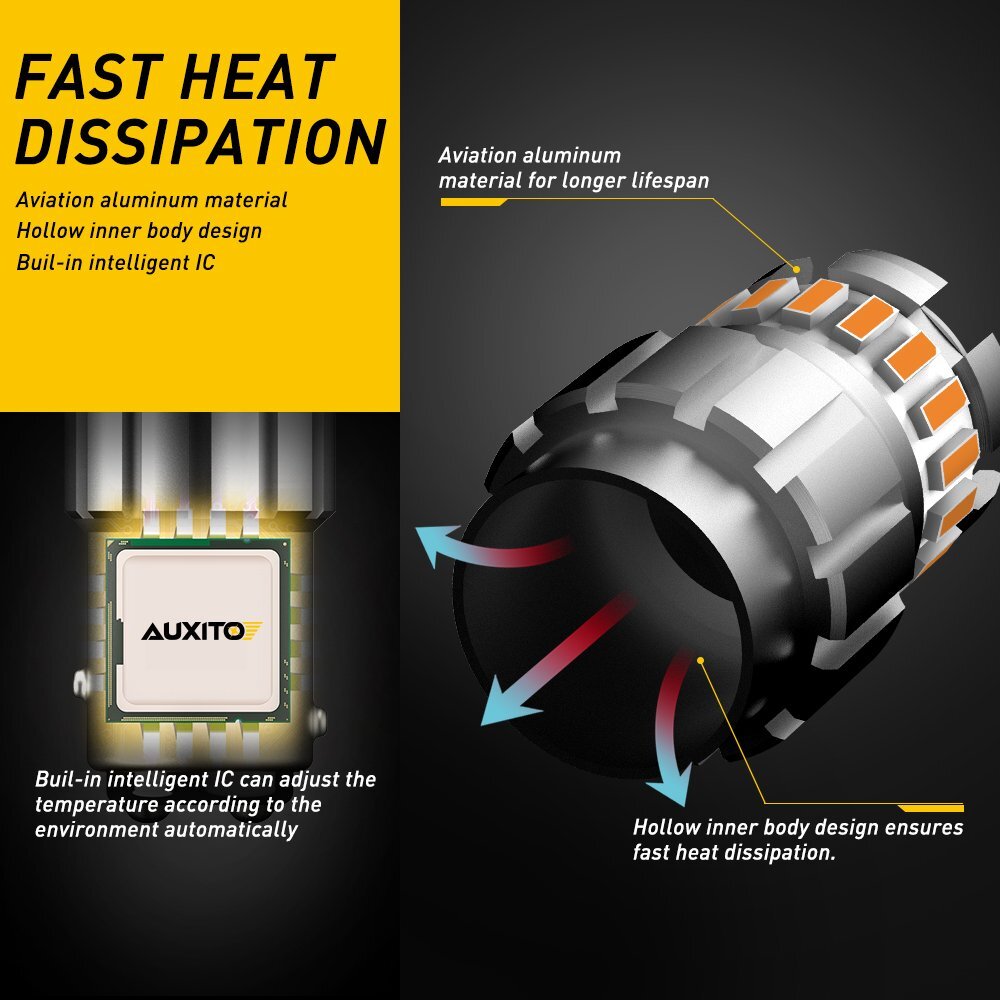 AUXITO 1157 LED Turn Signal Light Bulbs Amber CANBUS Anti Hyper Flash Error Free