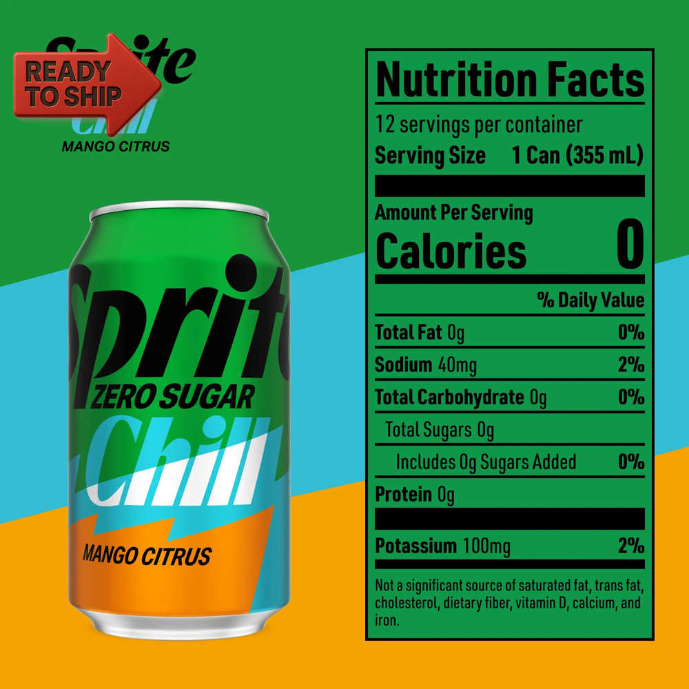 Zero Sugar Chill Mango Citrus Soda Pop Cans, 12 Fl Oz, 12 Pack