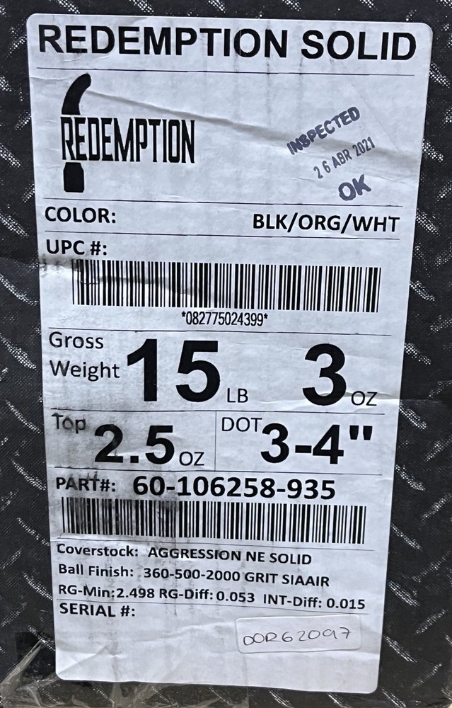 Hammer Redemption Solid 15 lb Bowling Ball New in Original Box