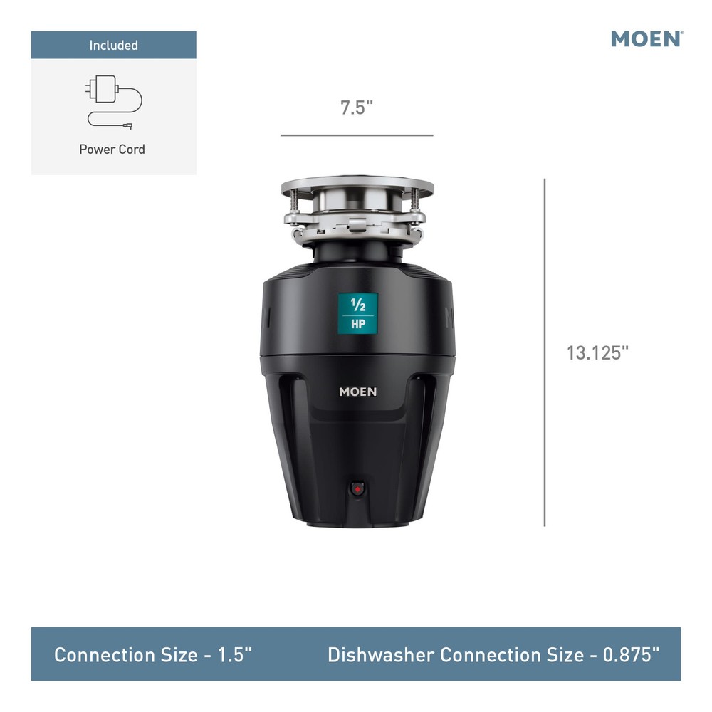 Moen EX50C Prep Series 1/2 Horsepower Garbage Disposal