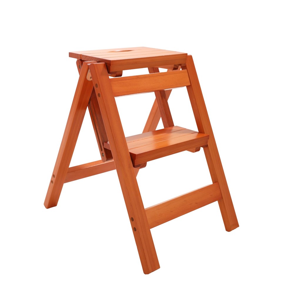 Folding Step Stool Ladder 3 Tier, Multi-Functional 2 Tier-honey