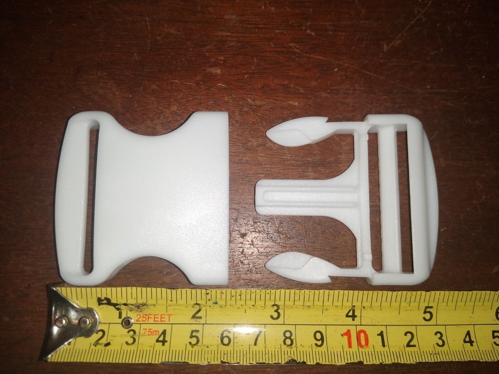 Single White Plastic Side Release Buckles - 2 Inch Wide Heavy Duty