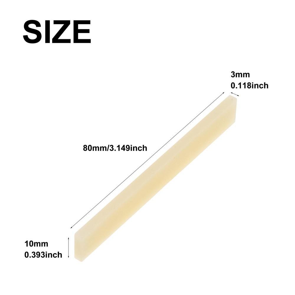 6Pcs Unbleached Guitar Bone Saddle, Blank Guitar Bridge Saddle, Pure Bone