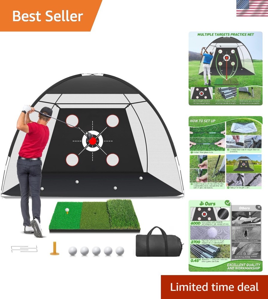 Impact-Resistant Golf Training Net 10x7FT – Ideal for Backyard & Home Practice