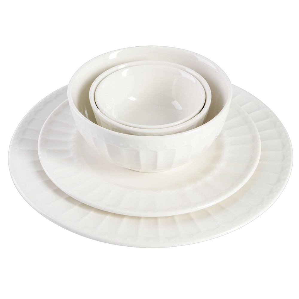 Gibson Home Gracious Dining 40 Piece Embossed Dinnerware Set for 8 White