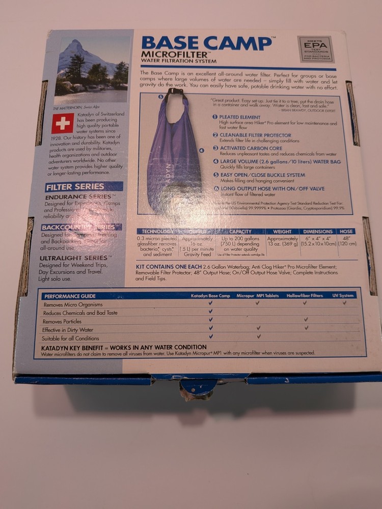 Katadyn Base Camp Microfilter Water Filtration System With Extra Filter