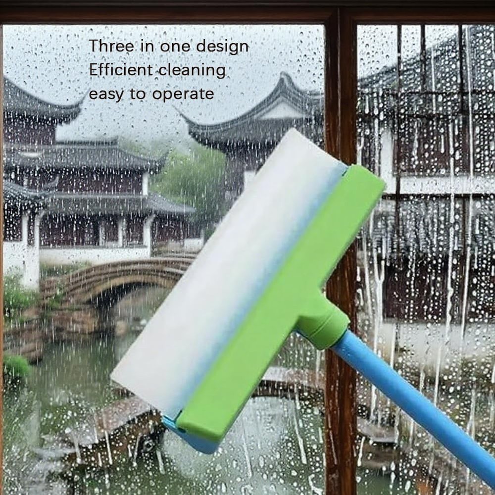 Glass Cleaning Tool Kit, including squeegee rubber blade and microfiber cloth