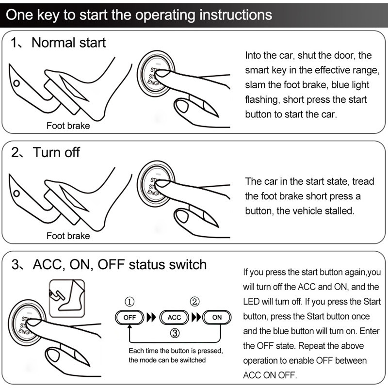 Auto Key Remote Control Startline Start Stop Push Button Passive Keyless Entry