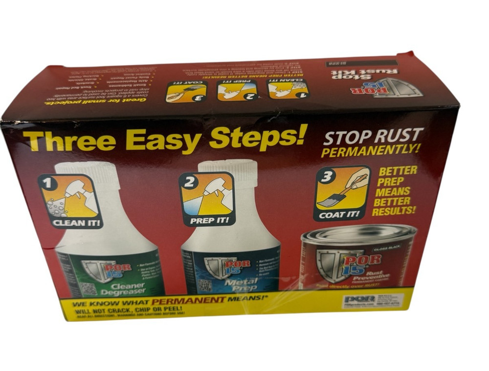 POR-15 Stop Rust Kit Gloss Black 40909 3-Step Rust Preventive System New Sealed