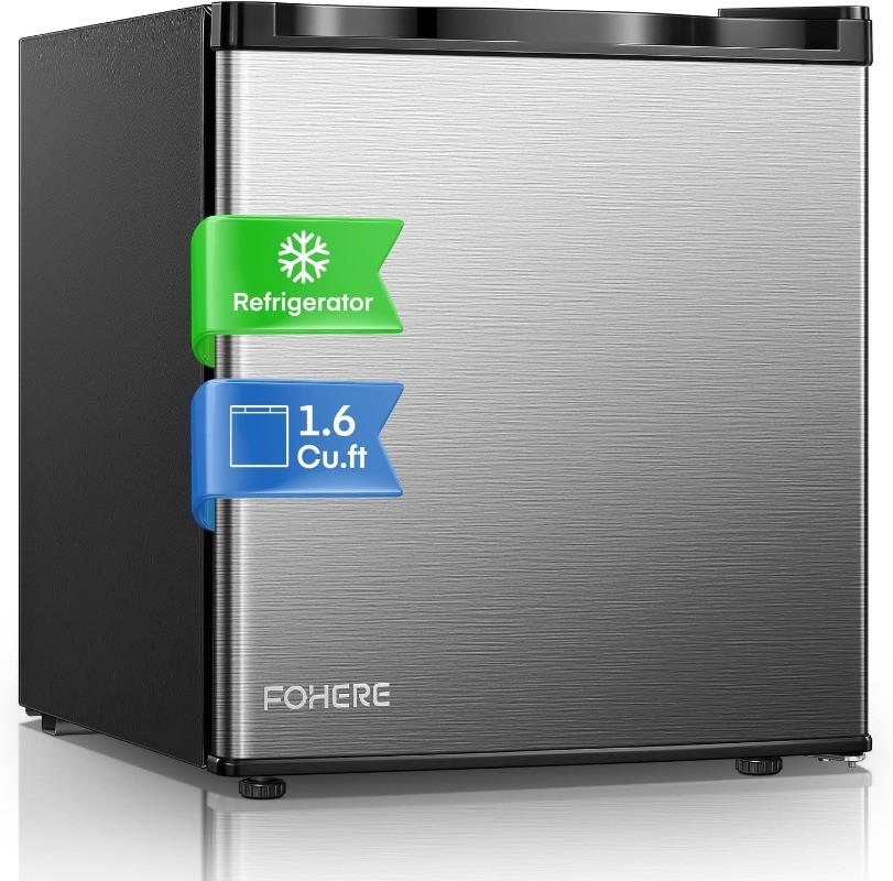 1.6 Cu.ft Mini Fridge with Freezer for Office 7-Level Adjustable Thermostat