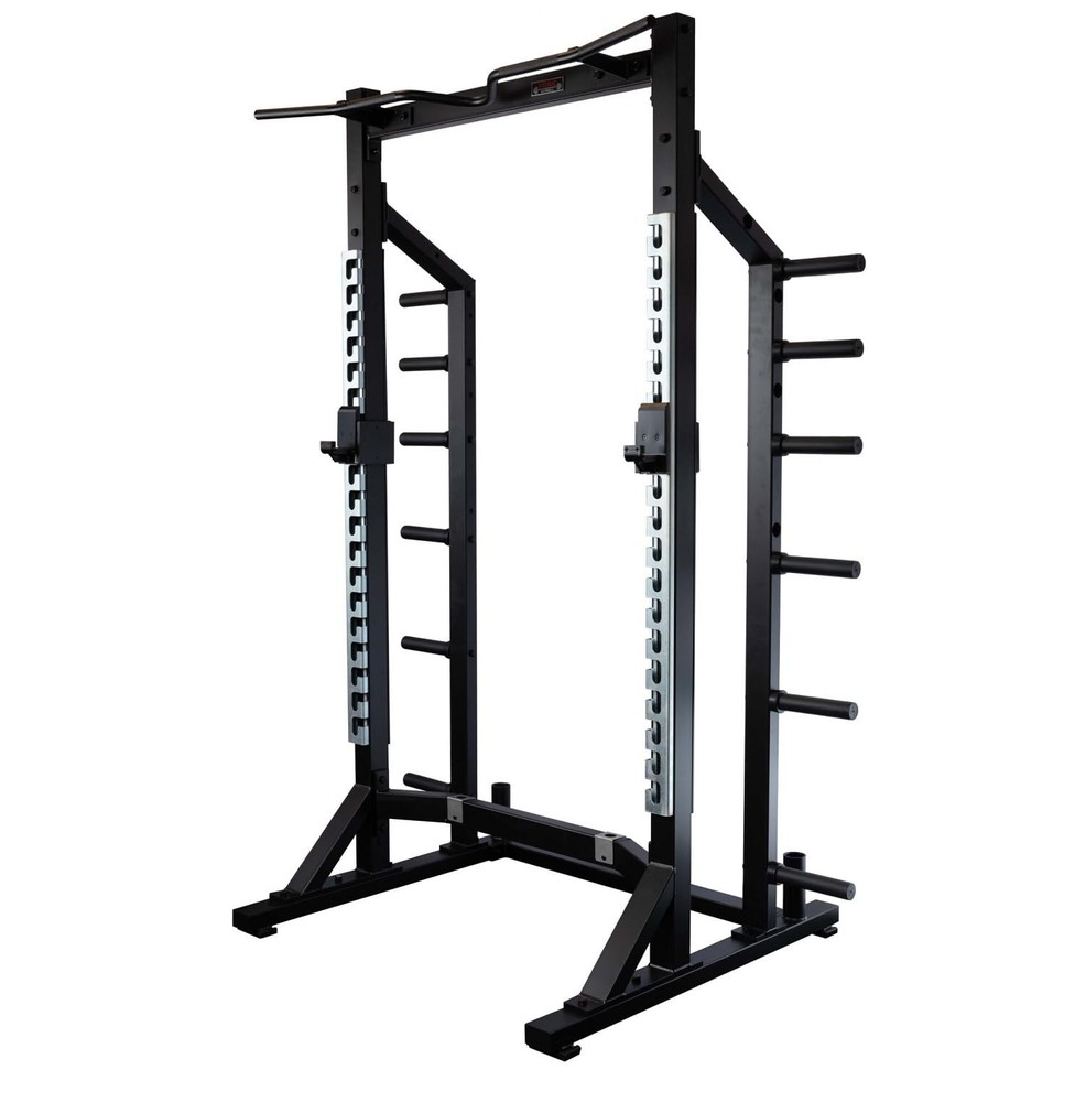 STS Black Half Rack System w/ Pull-Up Bar Plate Storage J-Hooks