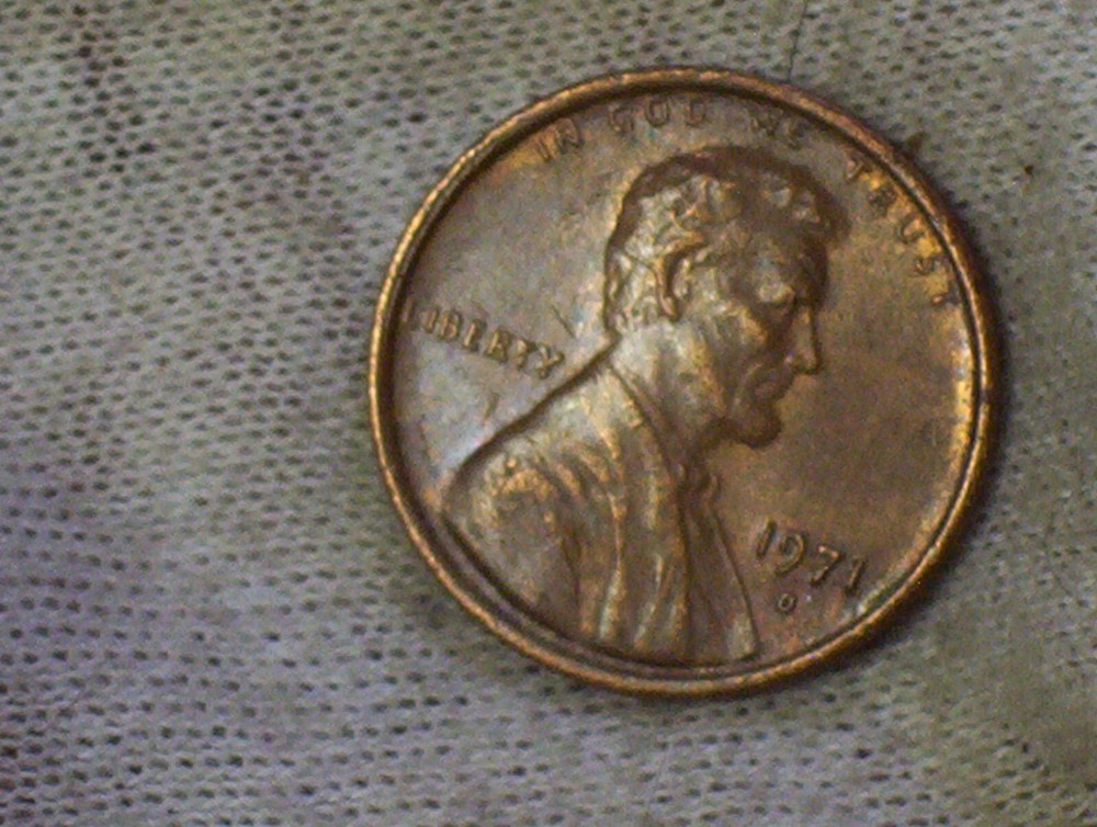 1971-D DIE CLASHED OBV LINCOLN ERROR CENT B637