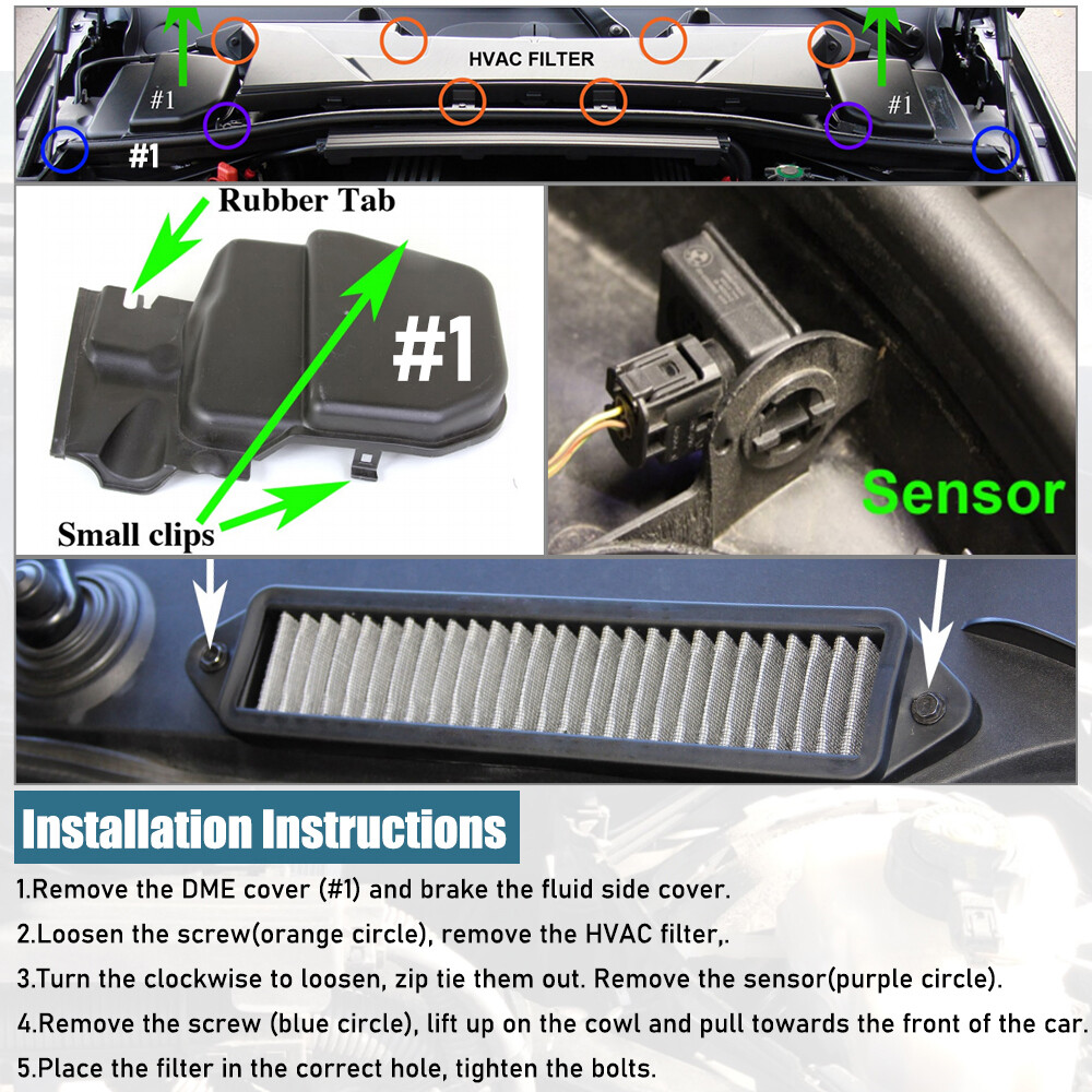 2x Cabin Air Filter For BMW E82 E84 E88 E90 E91 E92 E93 X1 135i 128i 64319313519