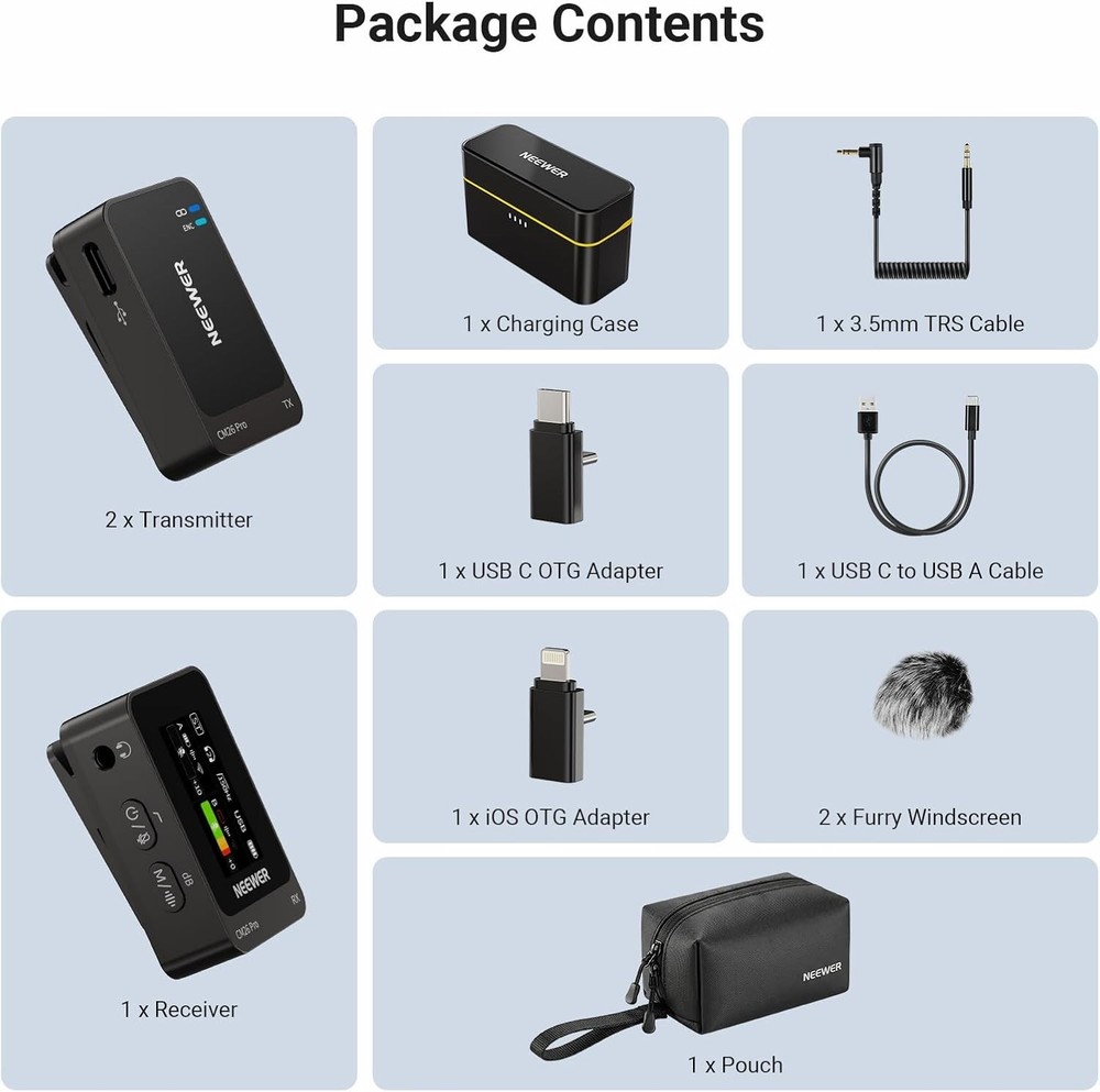 NEEWER CM26 Pro AI Wireless Lavalier Microphone + Charging Case SEALED
