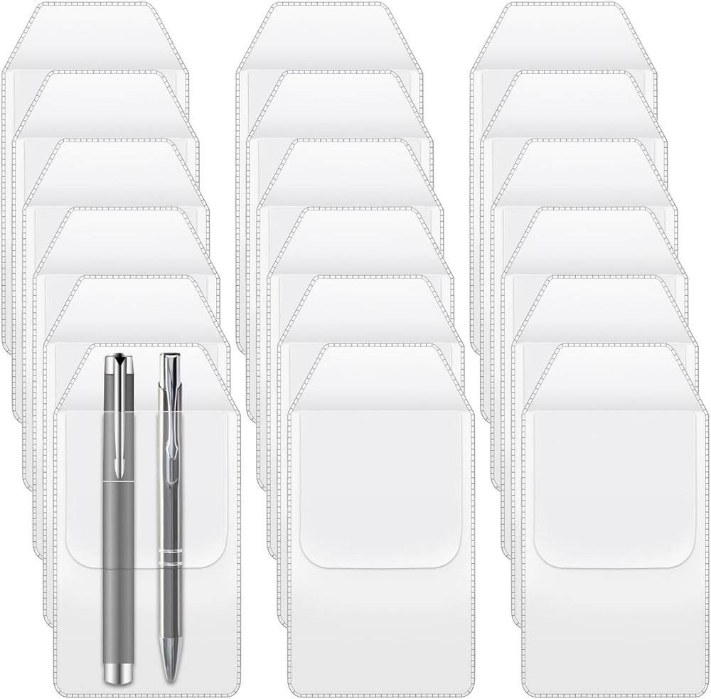 18 Pcs Transparent Pocket Protector, Plastic Pen Holder Clear