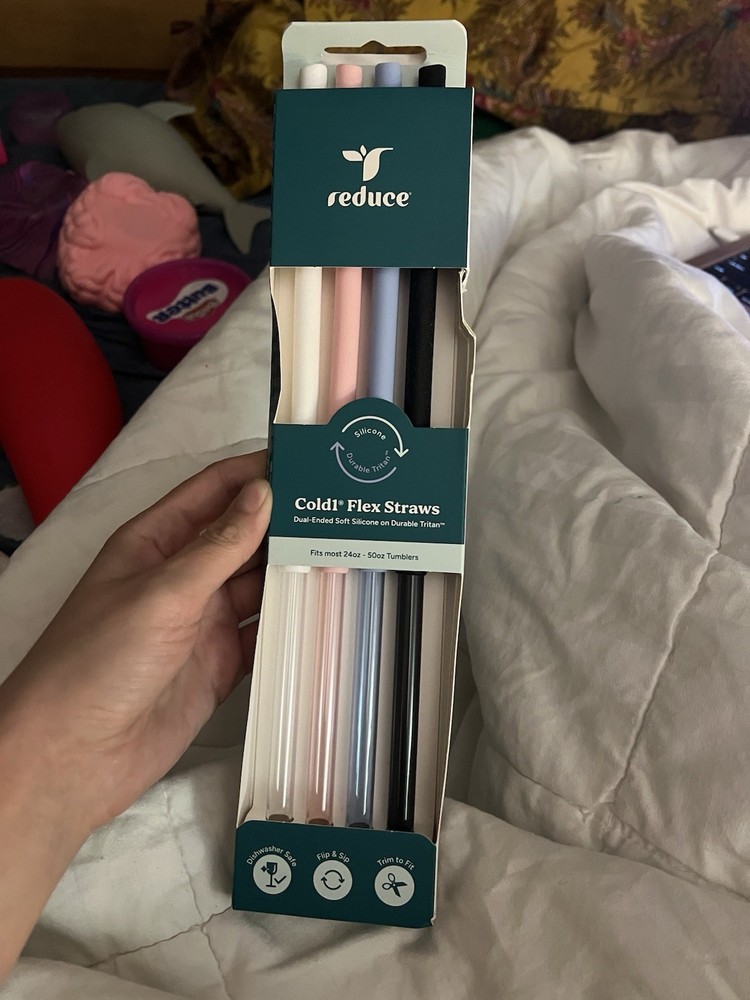 reduce Extra-Wide Reusable Soft Silicone Straws Multi-Color 4 Pack