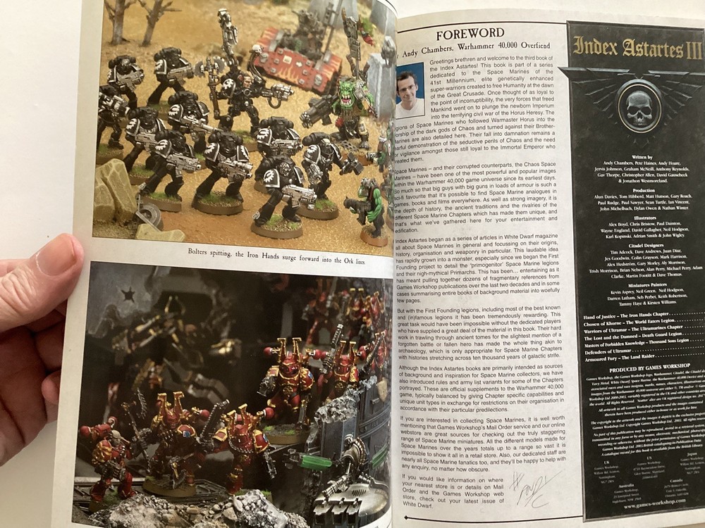 Games Workshop Warhammer 40k Lore Codex INDEX ASTARTES 1st Ed Volume III 2003
