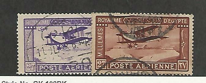 Egypt, Postage Stamp, #C1-C2 Used, 1926-29 Airplane, JFZ