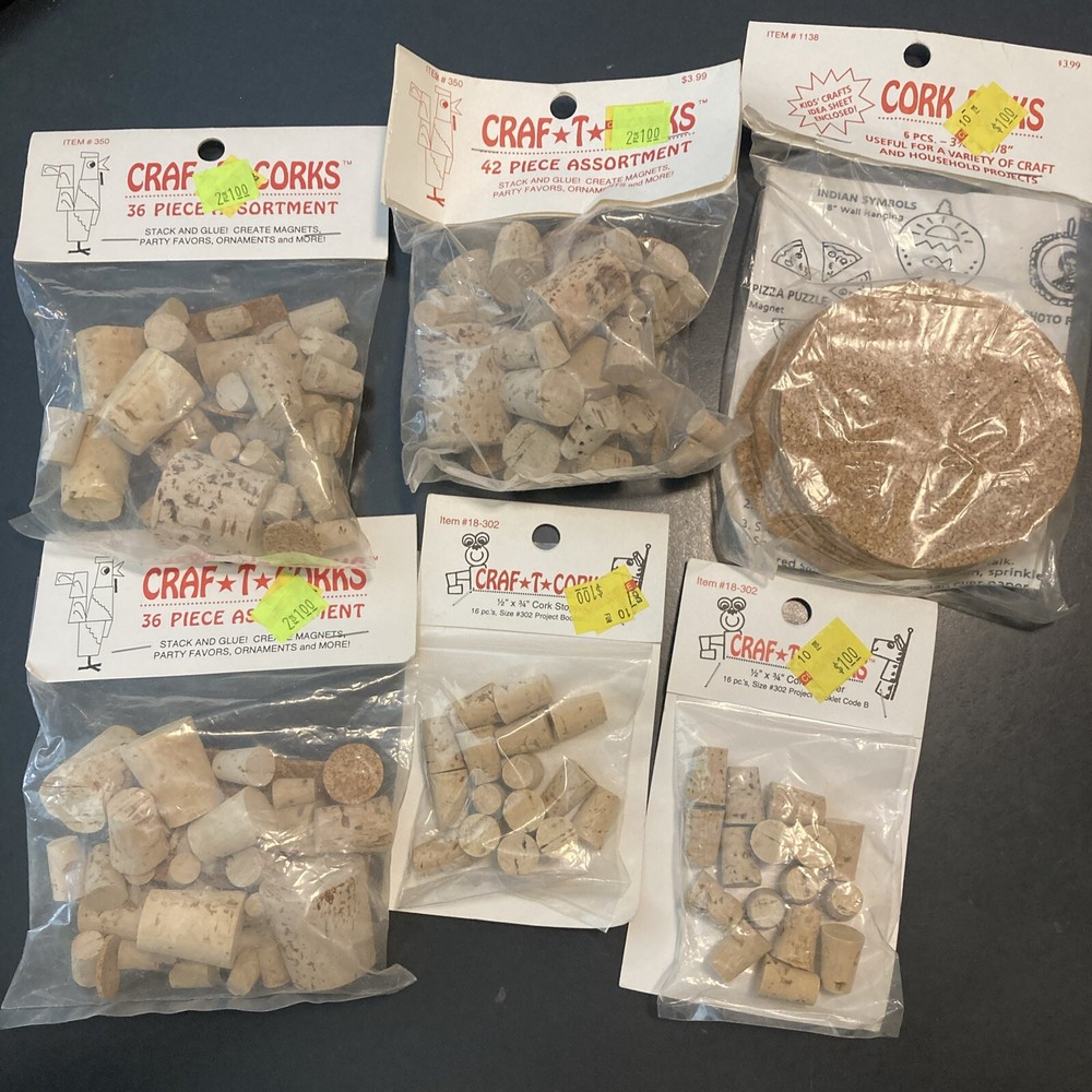 6 - Packs Misc Hearts & Crafts Corks - 150 Pieces