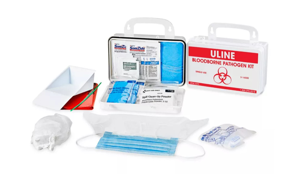 Premium Bloodborne Pathogen Kit Bodily Fluid Clean Up Single Use - 19 Piece