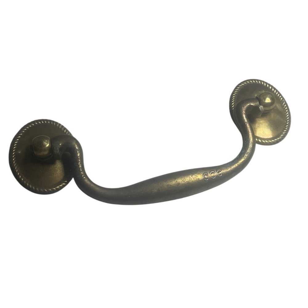 ANTIQUE BRASS CABINET CUPBOARD DRAWER BAIL DROP SWAN NECK PULL SWING HANDLE