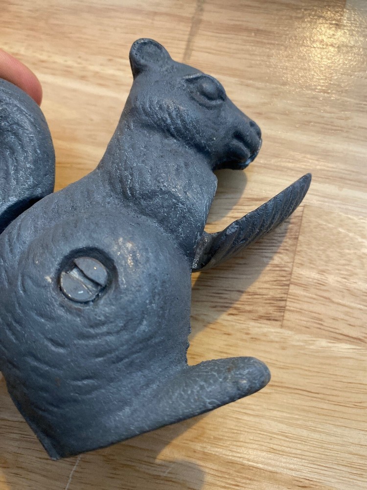 Squirrel Nutcracker Nut Cracker Cast Iron Metal Hefty Patina Collector Holidays