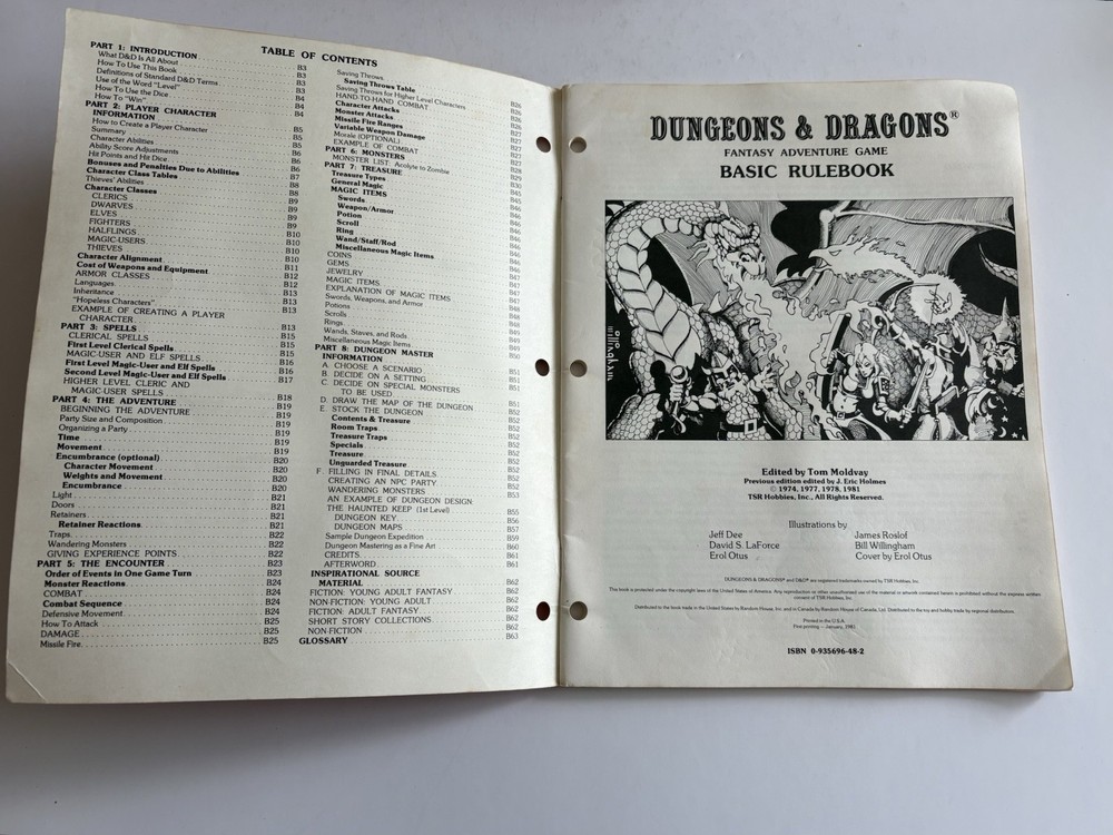 Dungeons and Dragons Basic Set TSR 1981