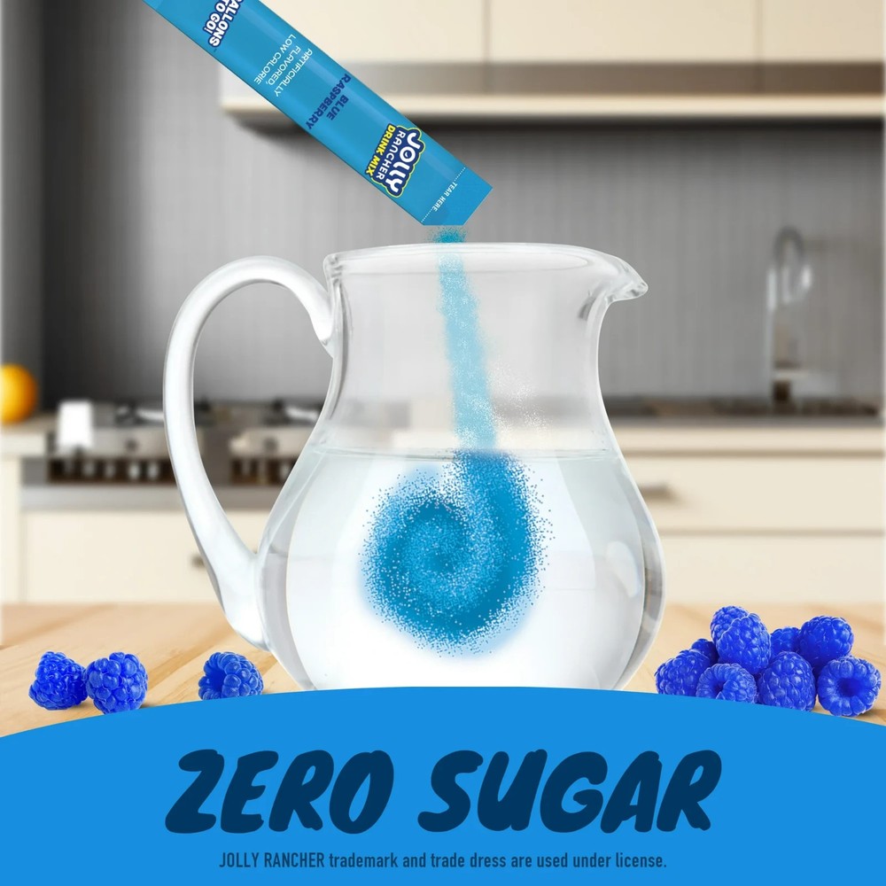 Jolly Rancher Sugar Free Blue Raspberry Powdered,8 Count Gallon Pitcher Packets