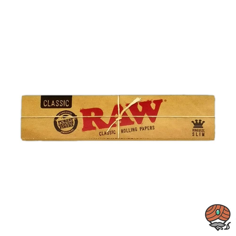 AUTHENTIC Raw Classic KINGSIZE SLIM Unrefined Rolling Papers | 10 packs