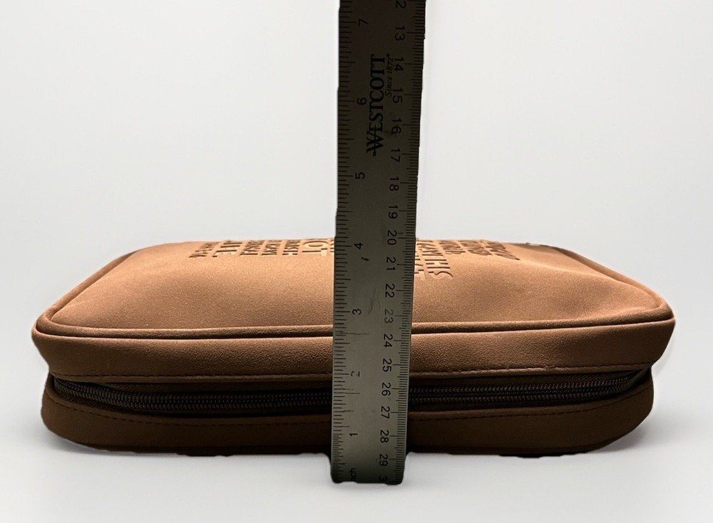 Brown Leather Bible Zippered Case With Handle