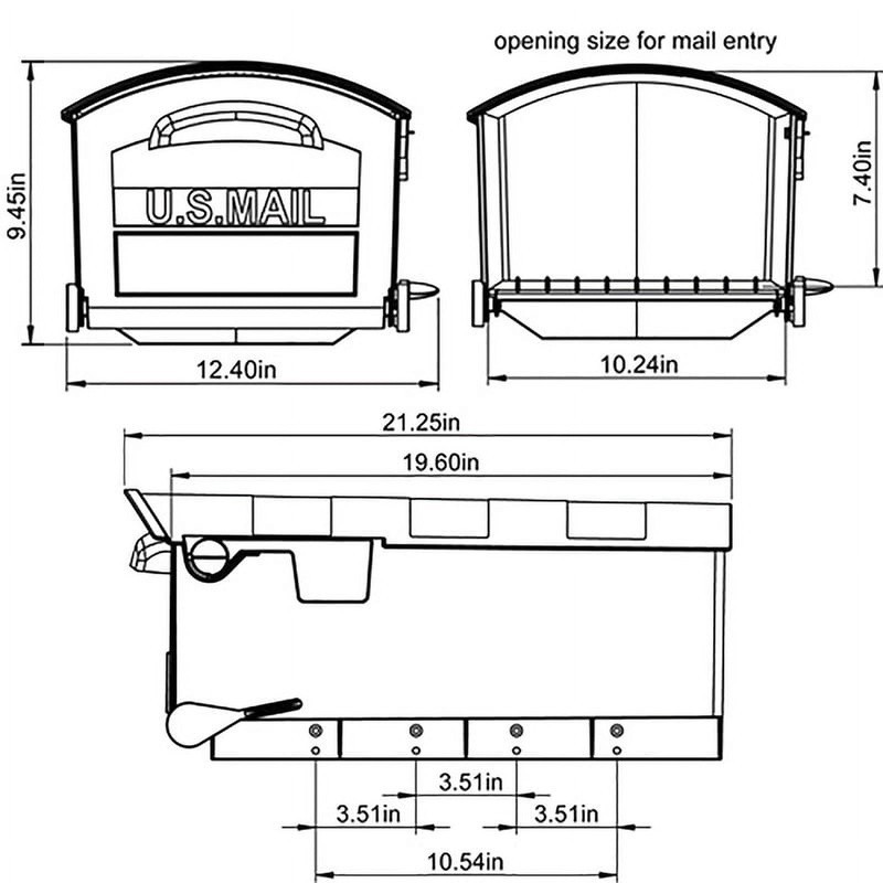 Durable Large Post Mounted Mailbox Weather Resistant W/ Delivery Flag Indicator
